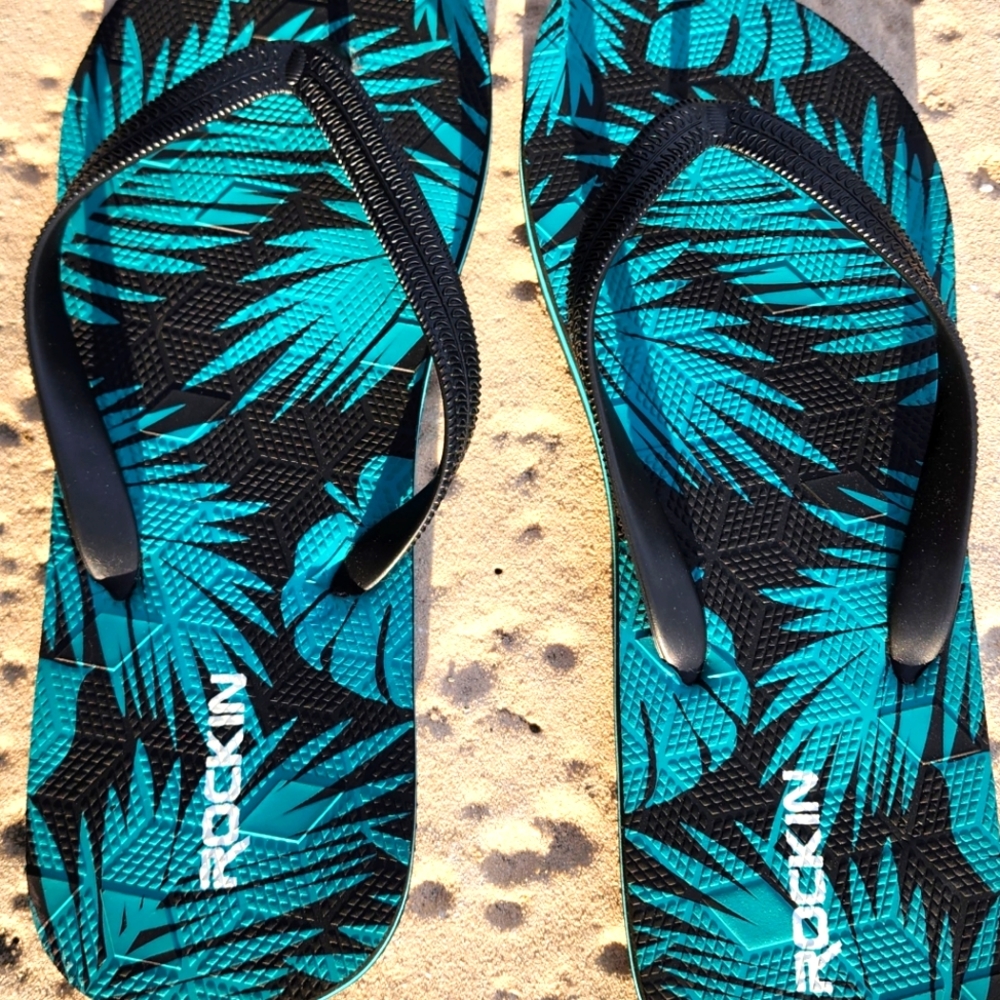 Rockin Flip Flops mens size 12 Palm Leaf tropical print